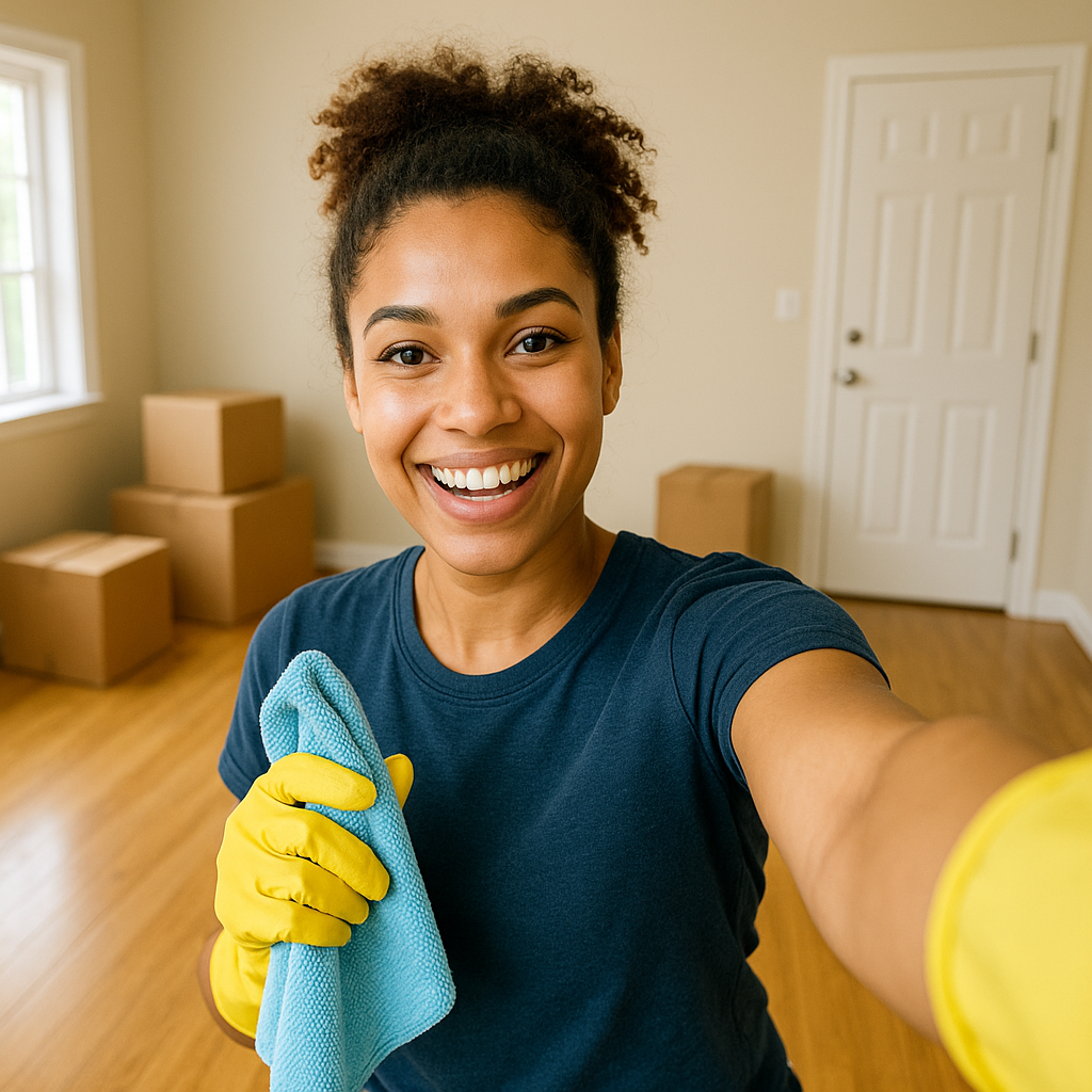 Worker cleaning dust from a renovated floor